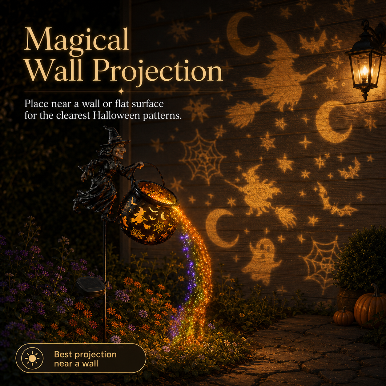 Halloween Witch Cauldron Solar-powered Garden Light