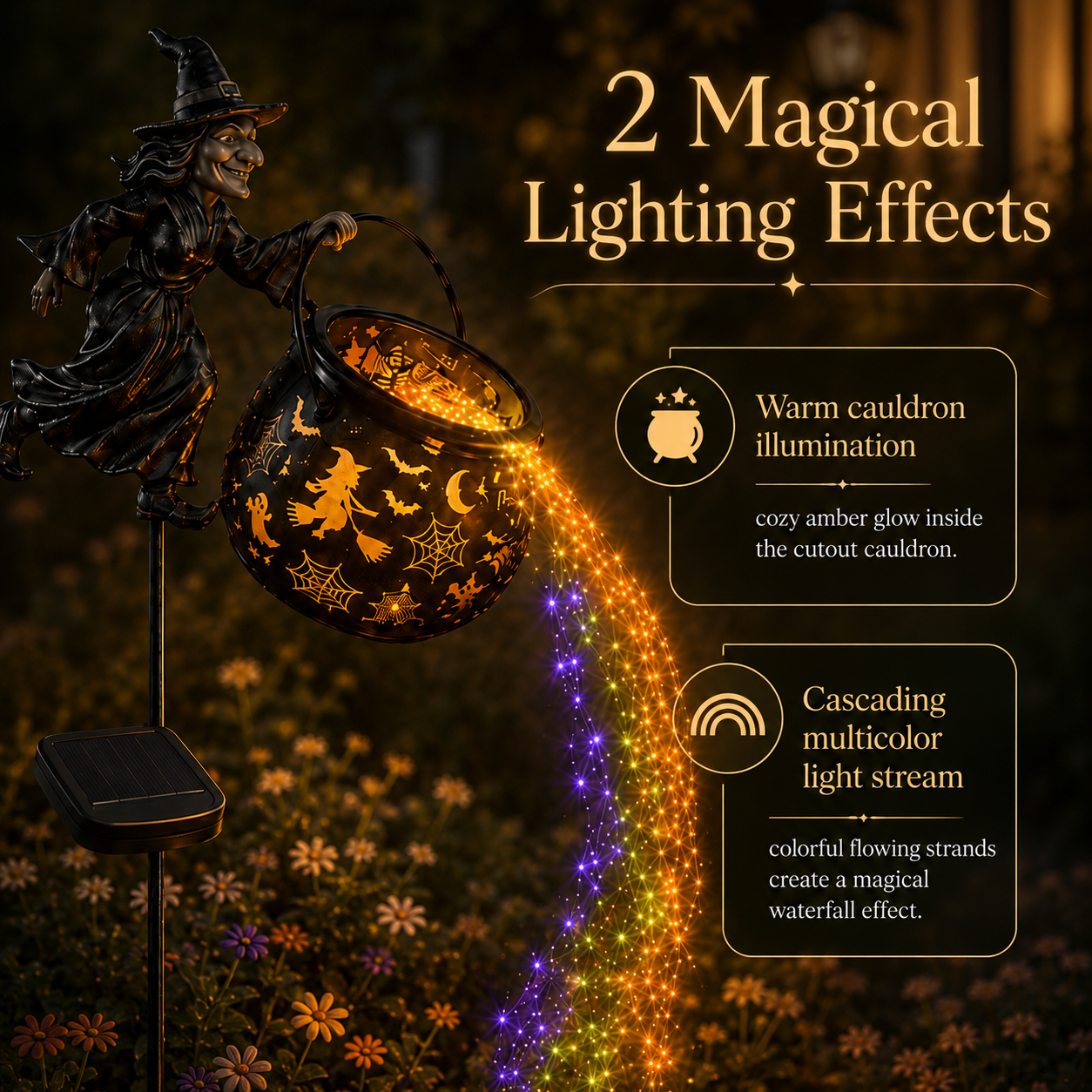 Halloween Witch Cauldron Solar-powered Garden Light