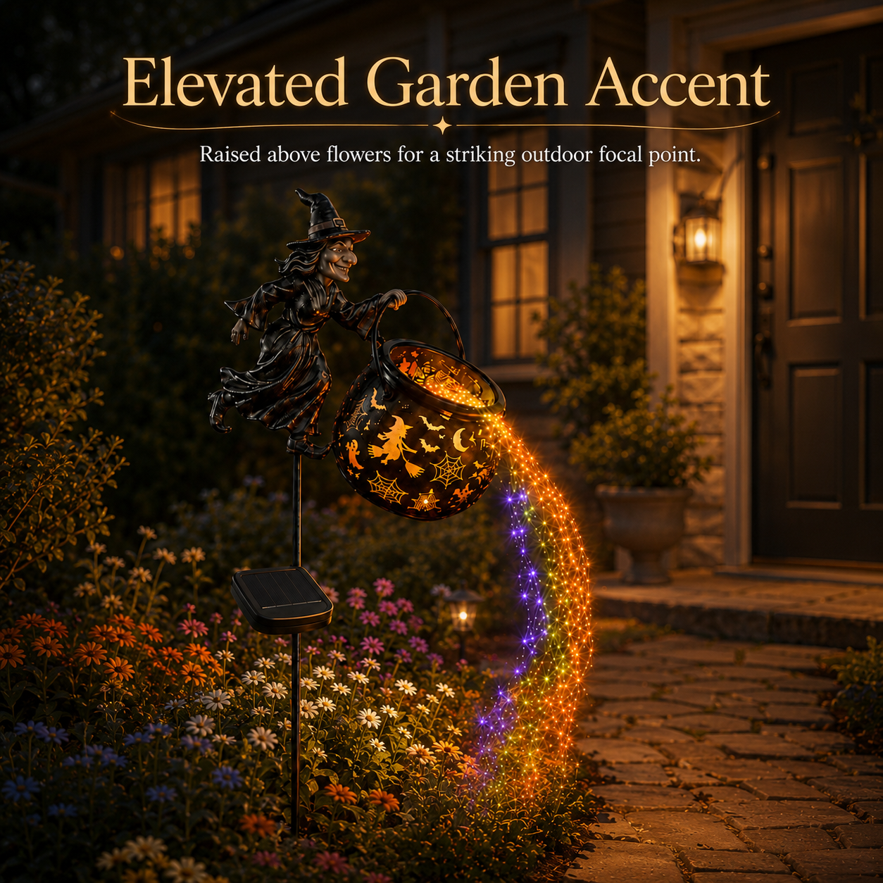 Halloween Witch Cauldron Solar-powered Garden Light