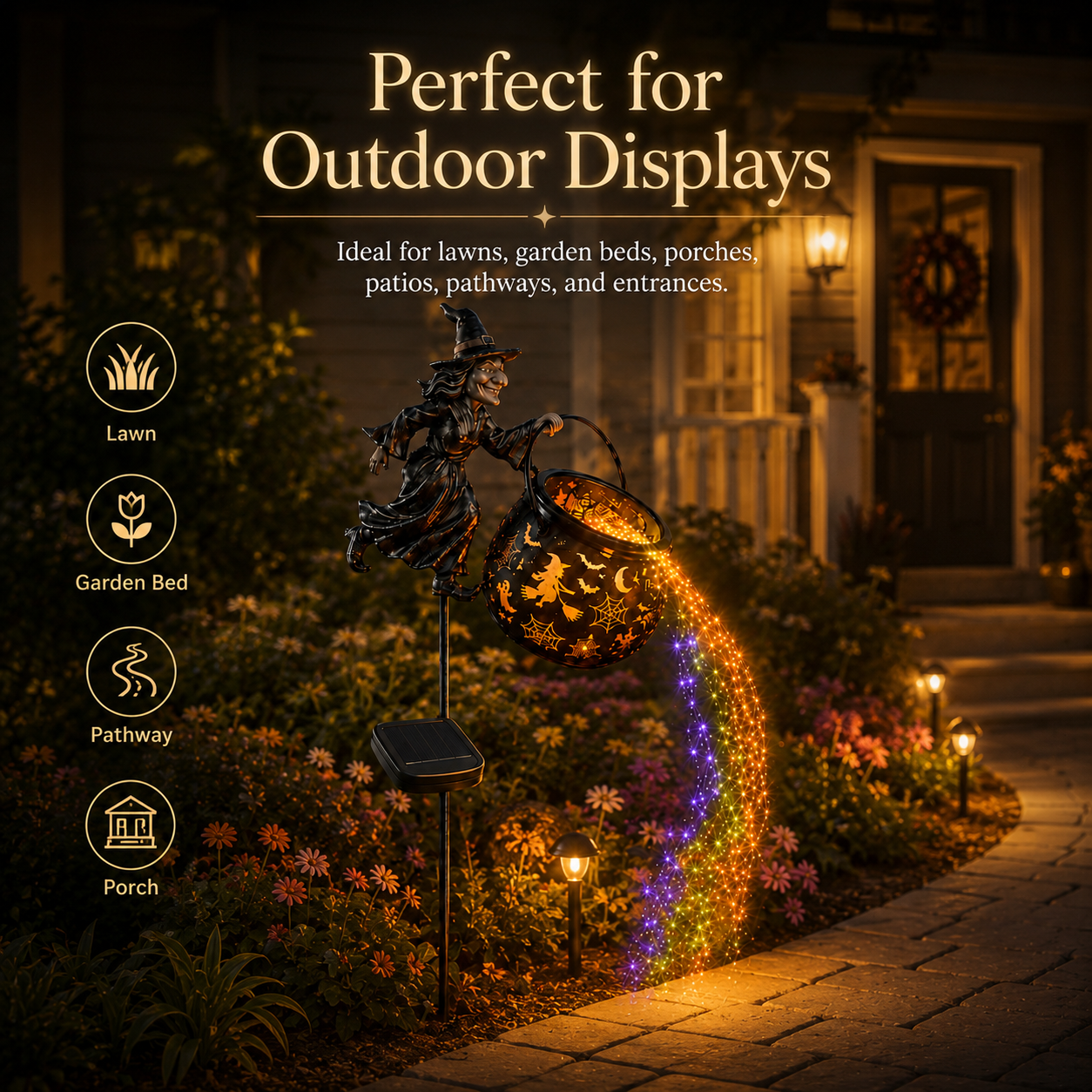 Halloween Witch Cauldron Solar-powered Garden Light
