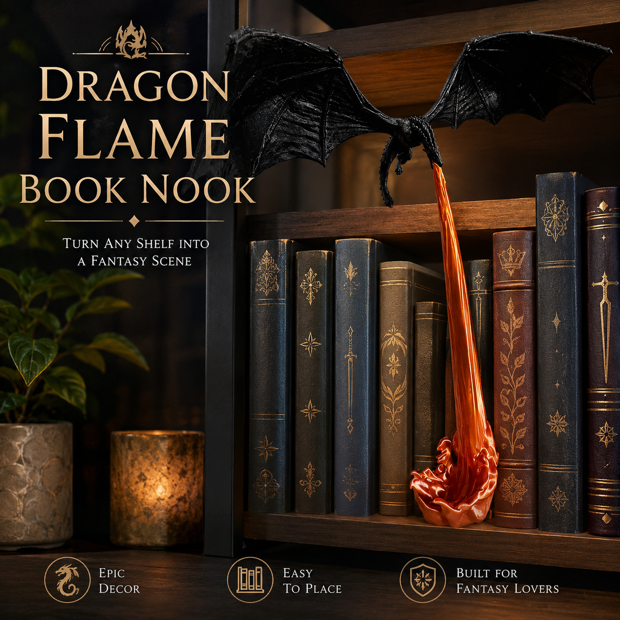 🔥Hot sale 49% OFF✨Dragon Flame Book Nook【Buy 2 Free Shipping】