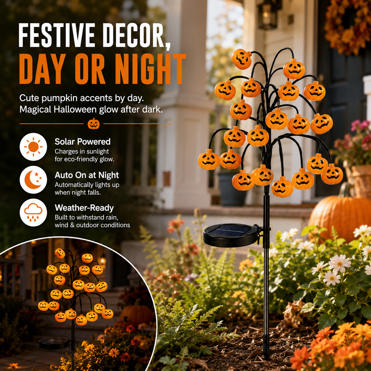 🎃 Solar Pumpkin Garden Lights – Halloween Pumpkin Tree Solar Stake Light