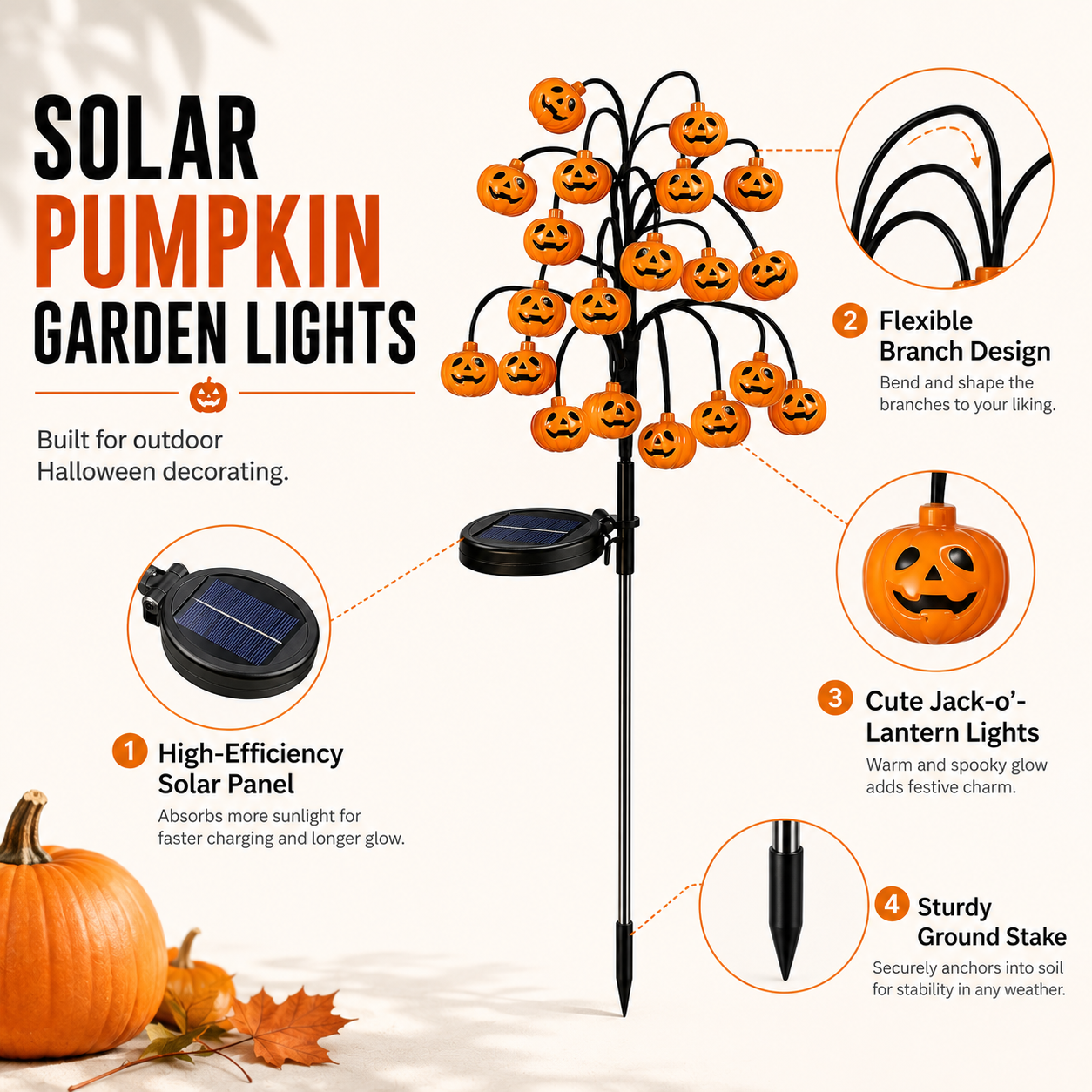 🎃 Solar Pumpkin Garden Lights – Halloween Pumpkin Tree Solar Stake Light