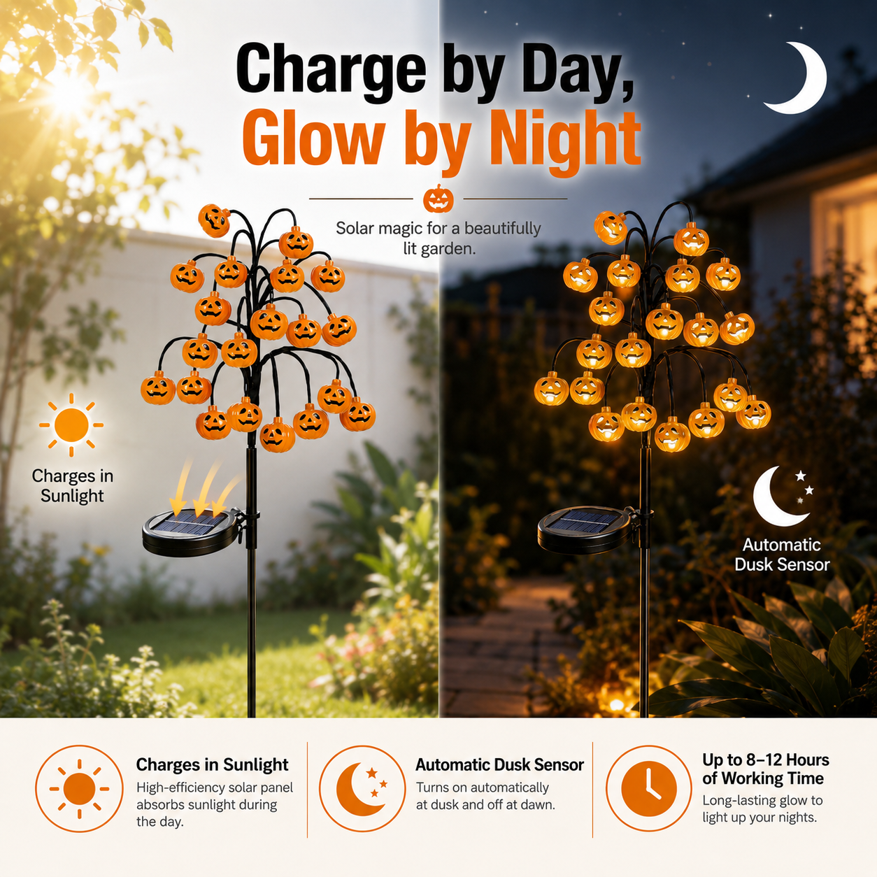 🎃 Solar Pumpkin Garden Lights – Halloween Pumpkin Tree Solar Stake Light