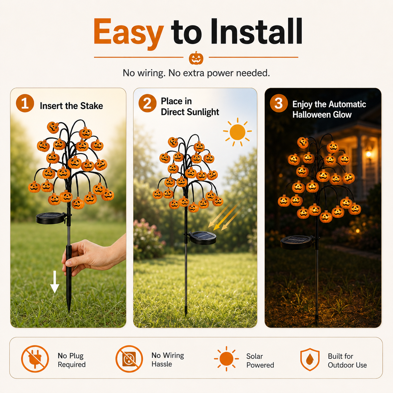 🎃 Solar Pumpkin Garden Lights – Halloween Pumpkin Tree Solar Stake Light
