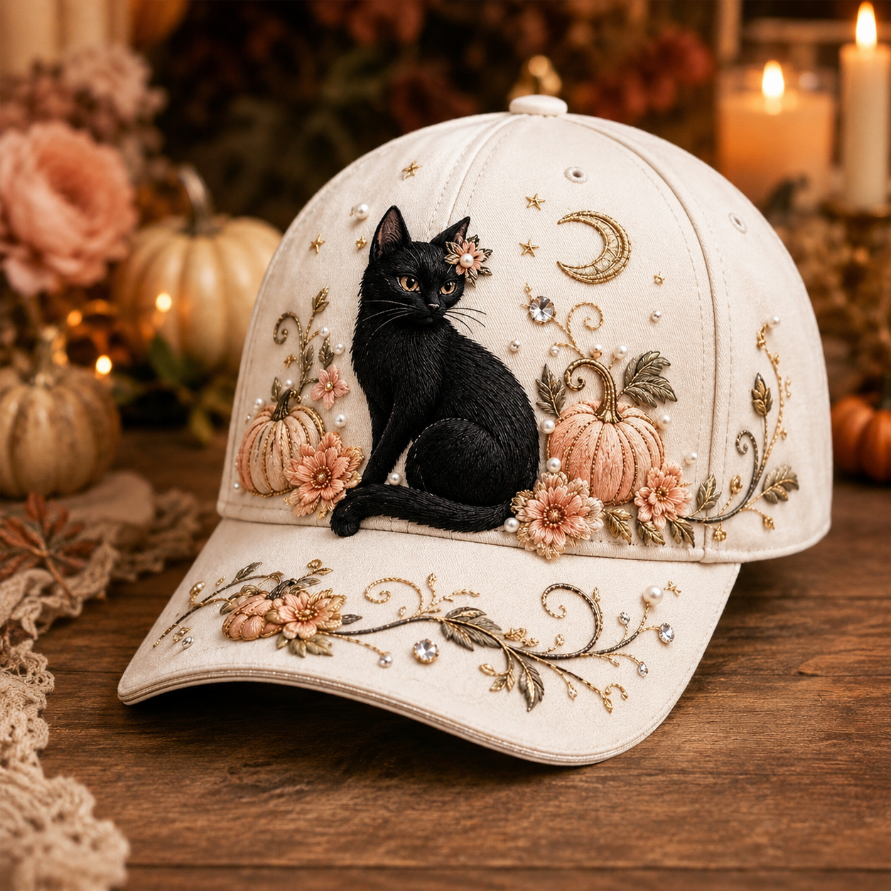 🧙‍♀️ Enchanted Halloween Embellished Embroidered Hat
