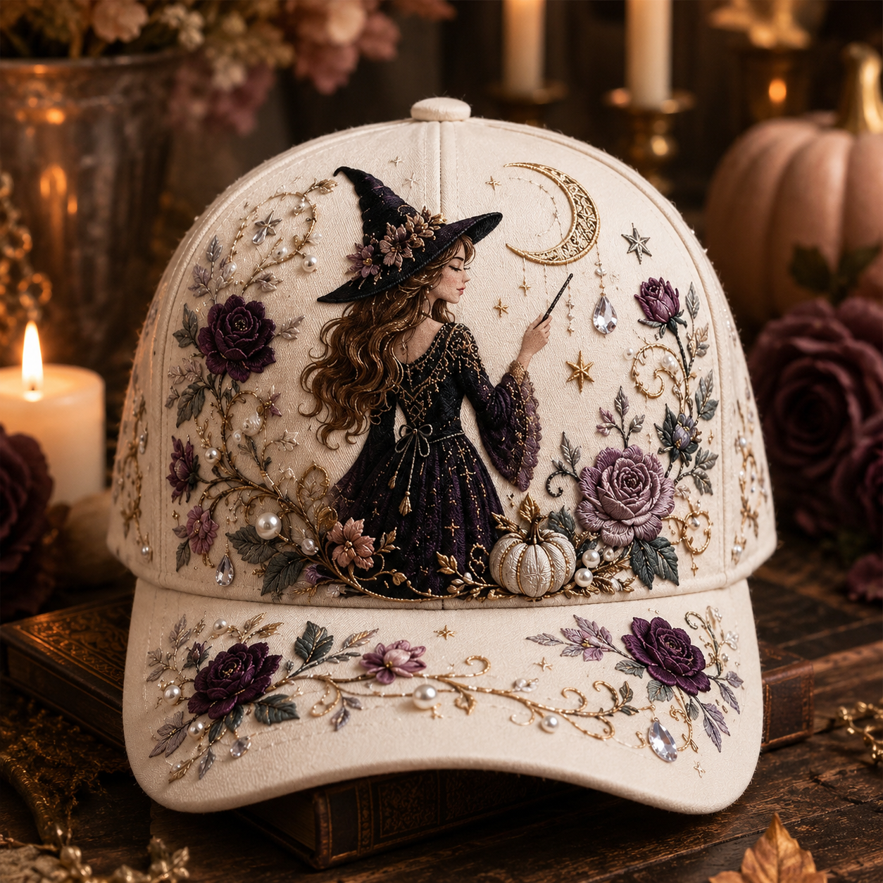 🧙‍♀️ Enchanted Halloween Embellished Embroidered Hat