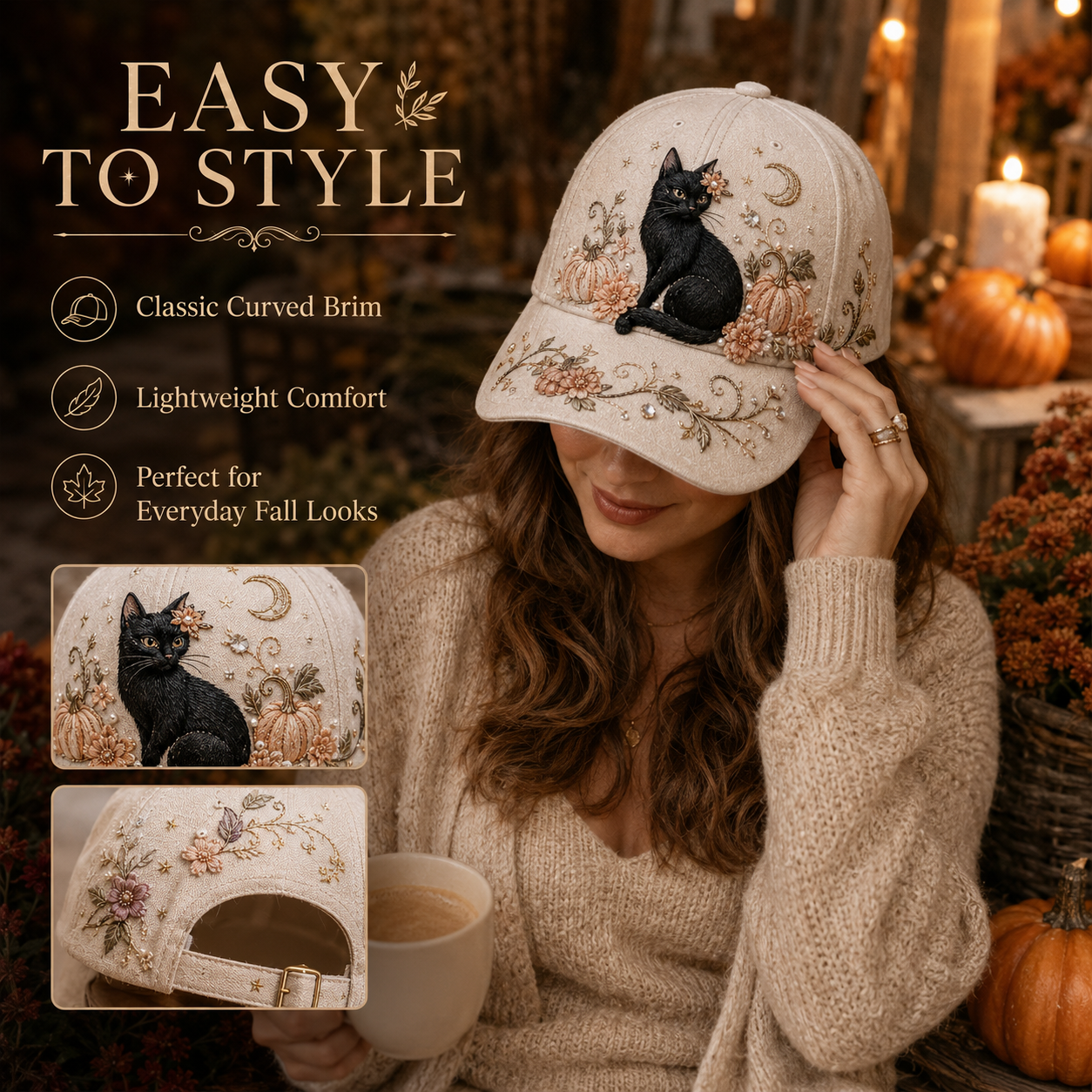 🧙‍♀️ Enchanted Halloween Embellished Embroidered Hat