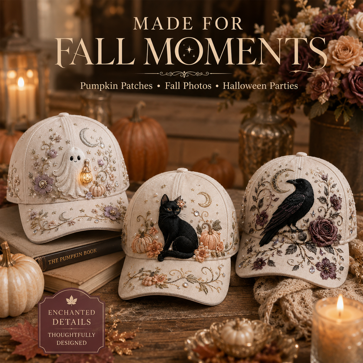 🧙‍♀️ Enchanted Halloween Embellished Embroidered Hat