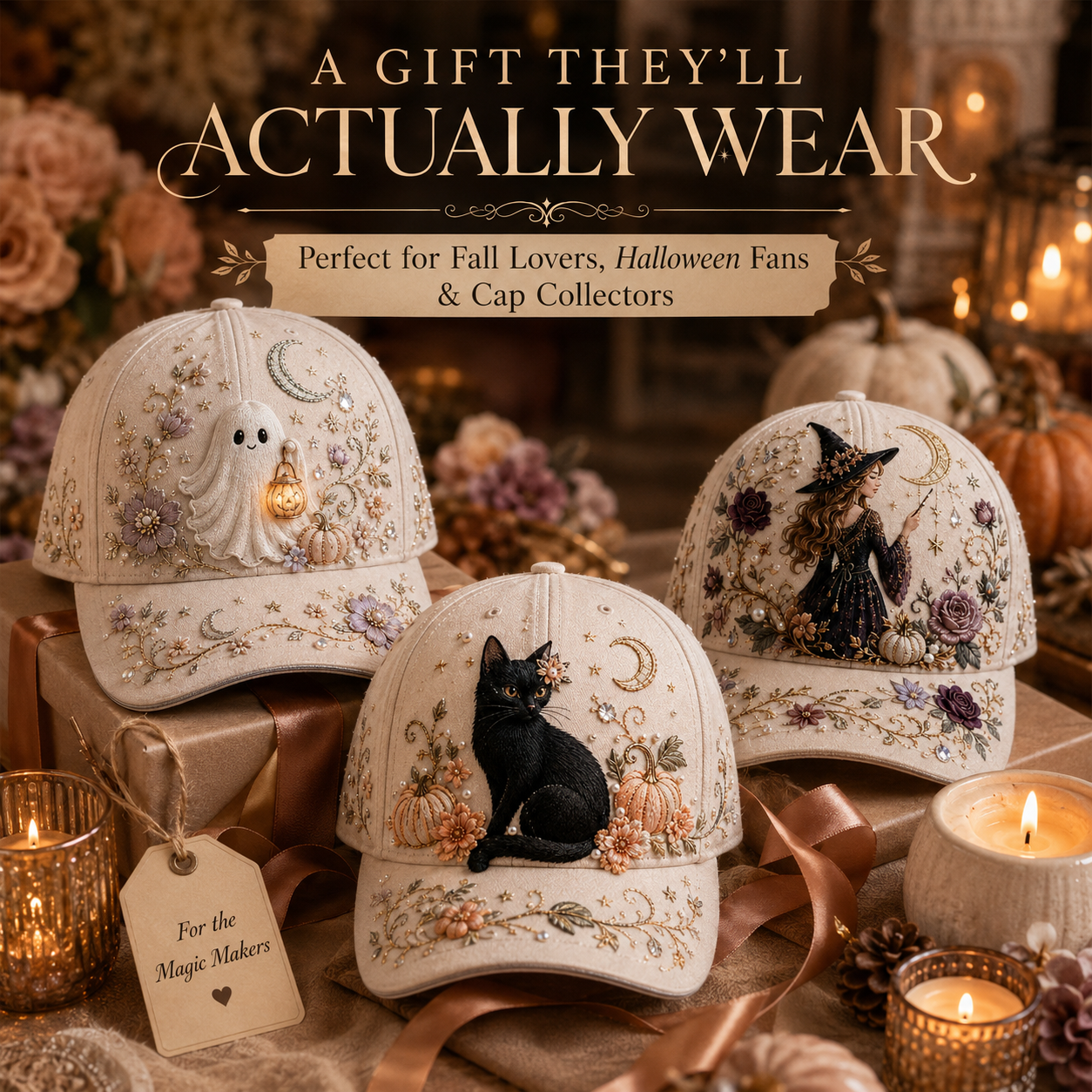 🧙‍♀️ Enchanted Halloween Embellished Embroidered Hat