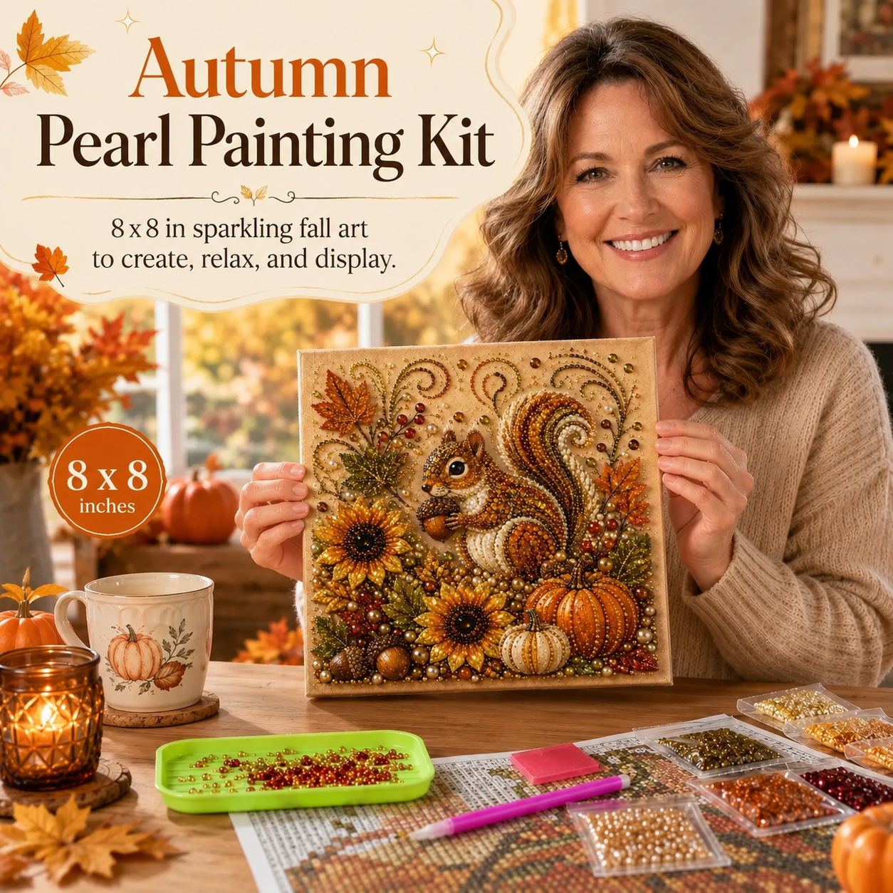 🔥 Last Day 49% OFF - 🍂💎 Autumn Pearl Painting Kit – Relaxing DIY Craft to Create Sparkling Fall Artwork 🖌️