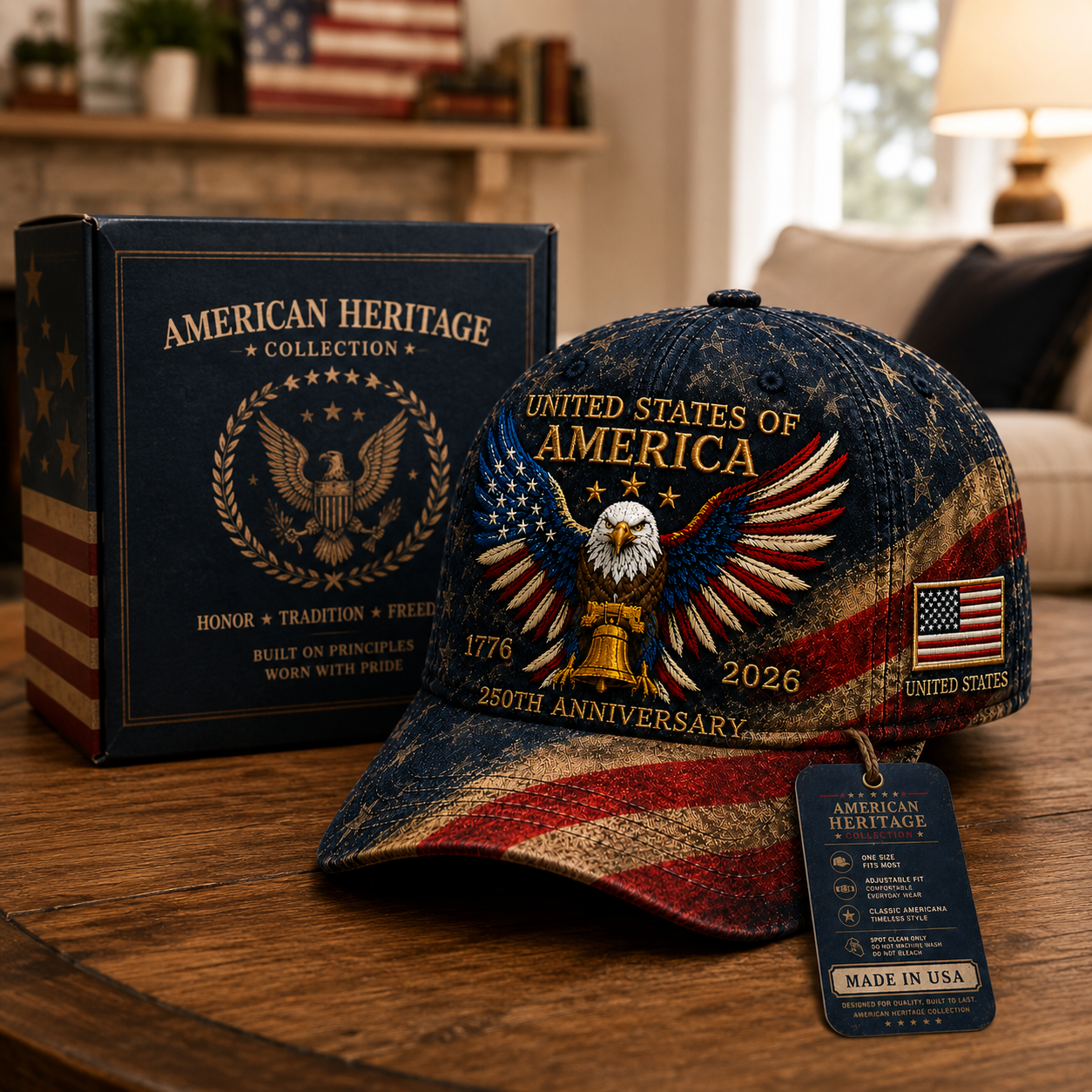 🎉Patriotic 4th of July ❤️ 🇺🇸 Premium Crafted USA 250th Anniversary Patriotic Eagle Cap
