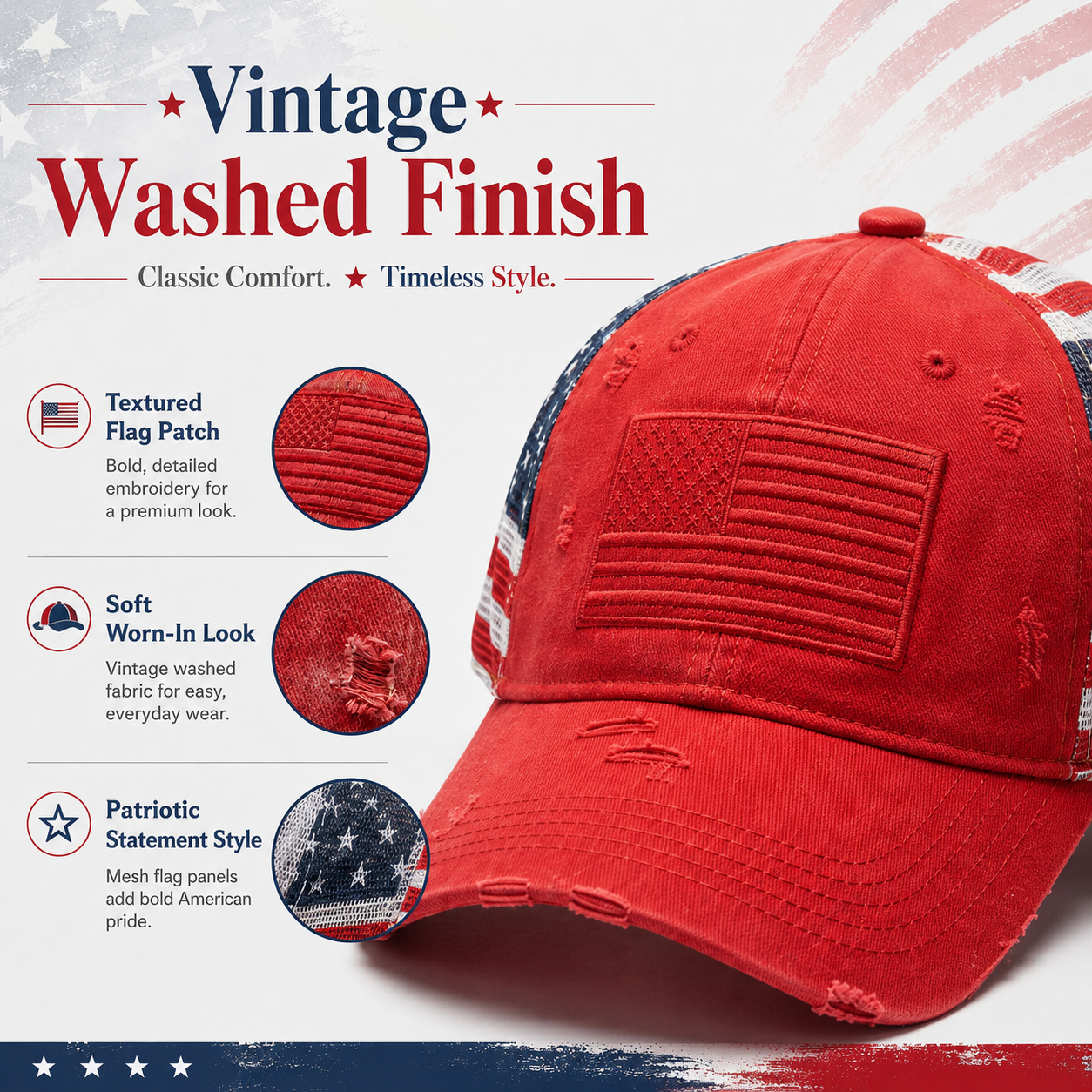 ❤️ American Flag Ponytail Embroidered Hat, 🔥Buy 2 FREE SHIPPING