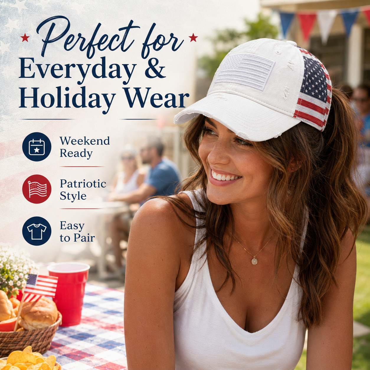 ❤️ American Flag Ponytail Embroidered Hat, 🔥Buy 2 FREE SHIPPING