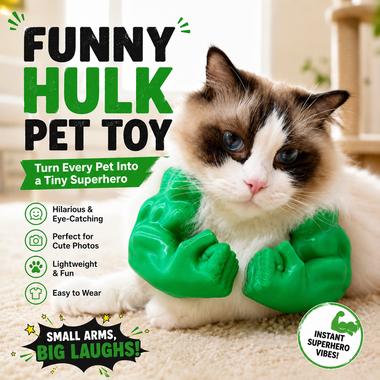 Funny Hulk-Inspired Pet Muscle Arms Costume Toy 🐾💪