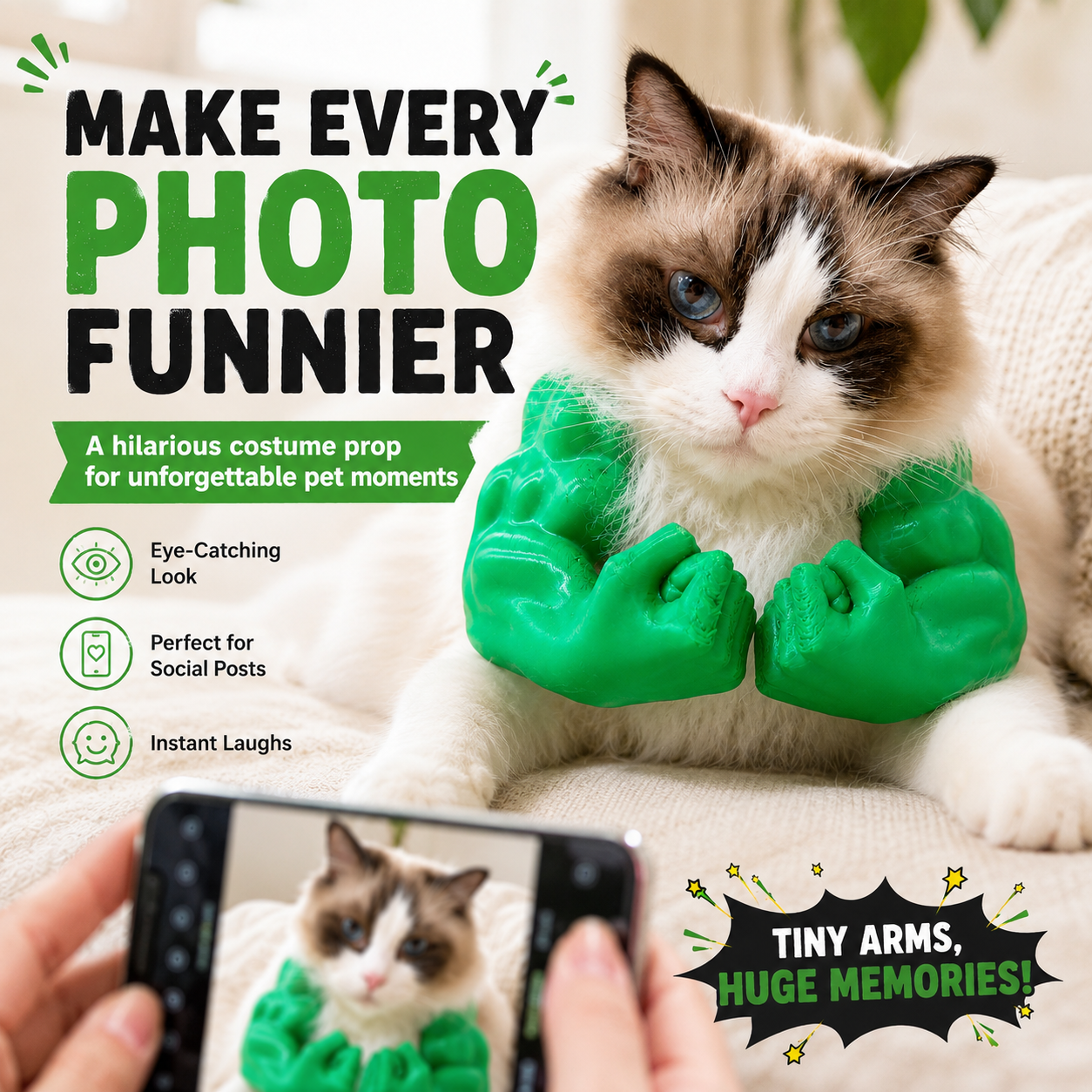 Funny Hulk-Inspired Pet Muscle Arms Costume Toy 🐾💪