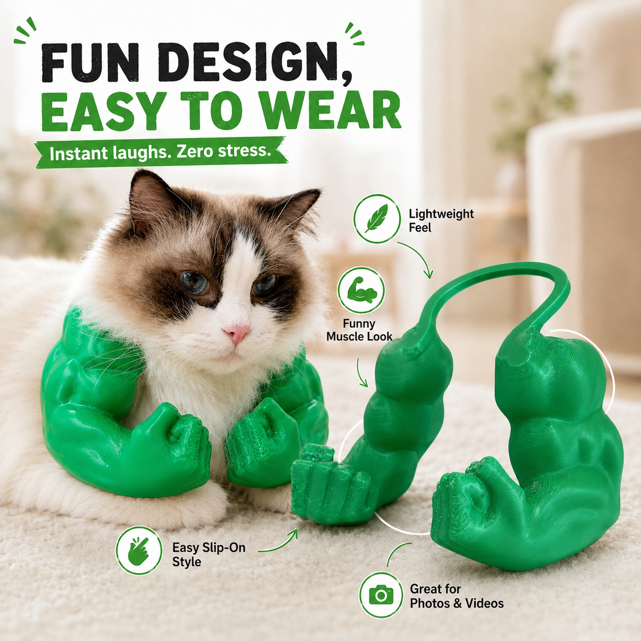 Funny Hulk-Inspired Pet Muscle Arms Costume Toy 🐾💪