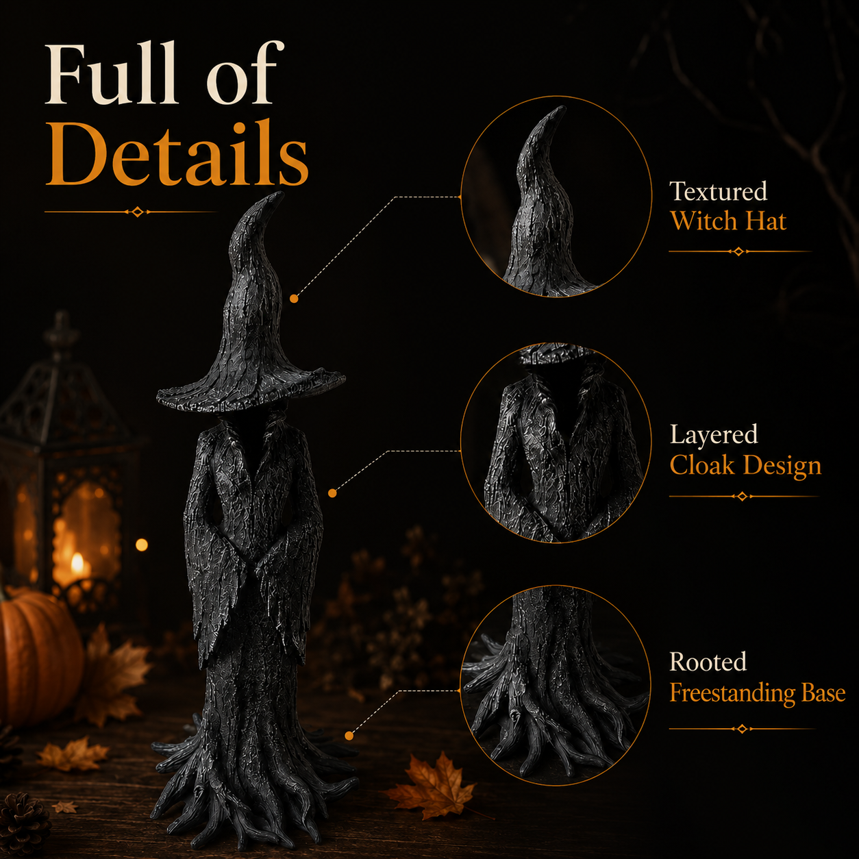 Spooky Witch Tree Statue – Gothic Halloween Tabletop Decor for Home, Shelves & Mantels 🧙‍♀️🖤