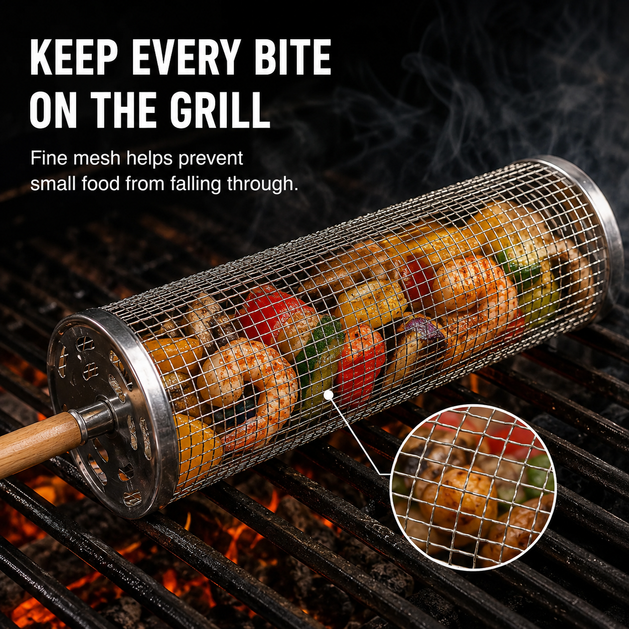 🔥Last Day 49% Off⛵- Stainless Steel BBQ Rolling Cage -Buy 2 Free Shipping