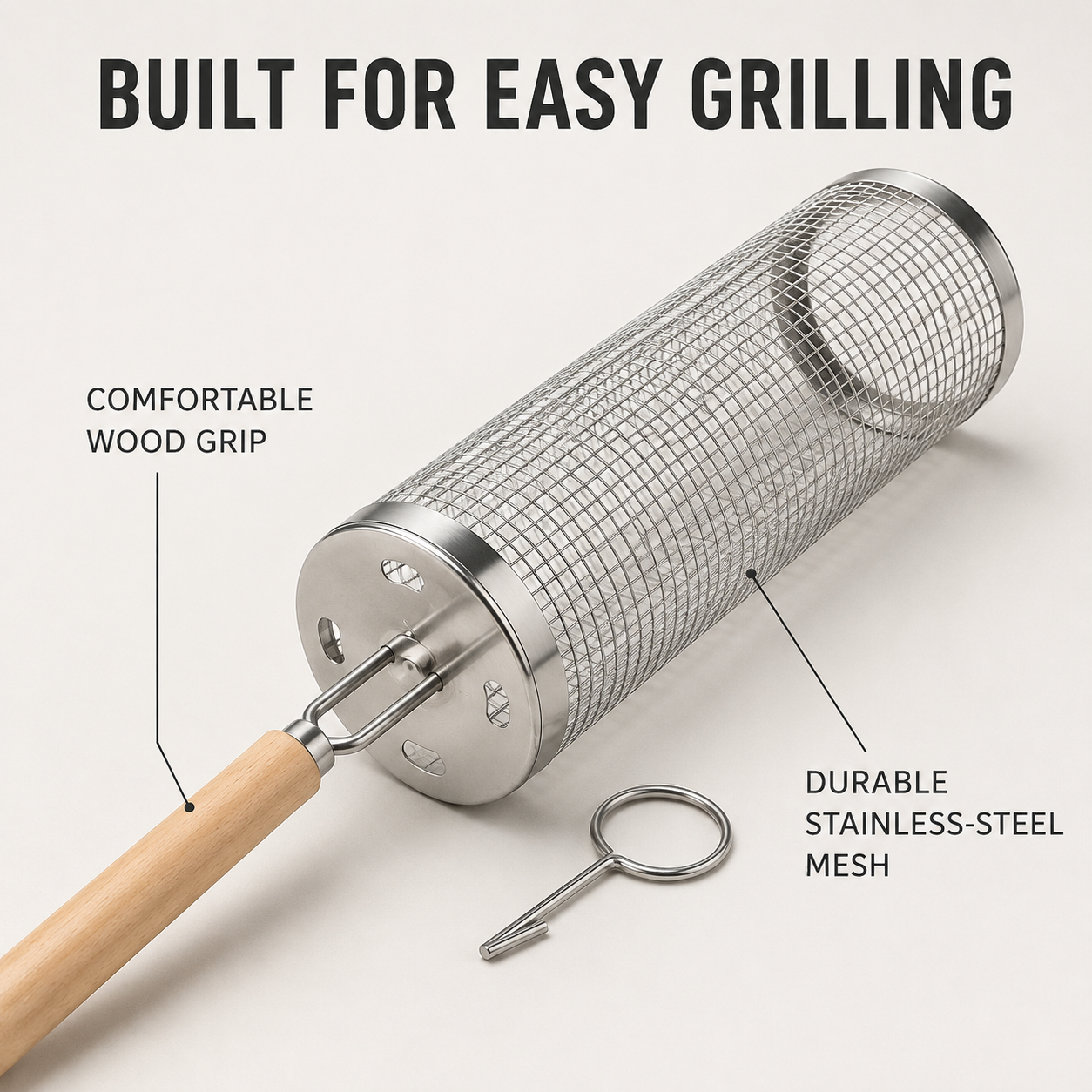 🔥Last Day 49% Off⛵- Stainless Steel BBQ Rolling Cage -Buy 2 Free Shipping