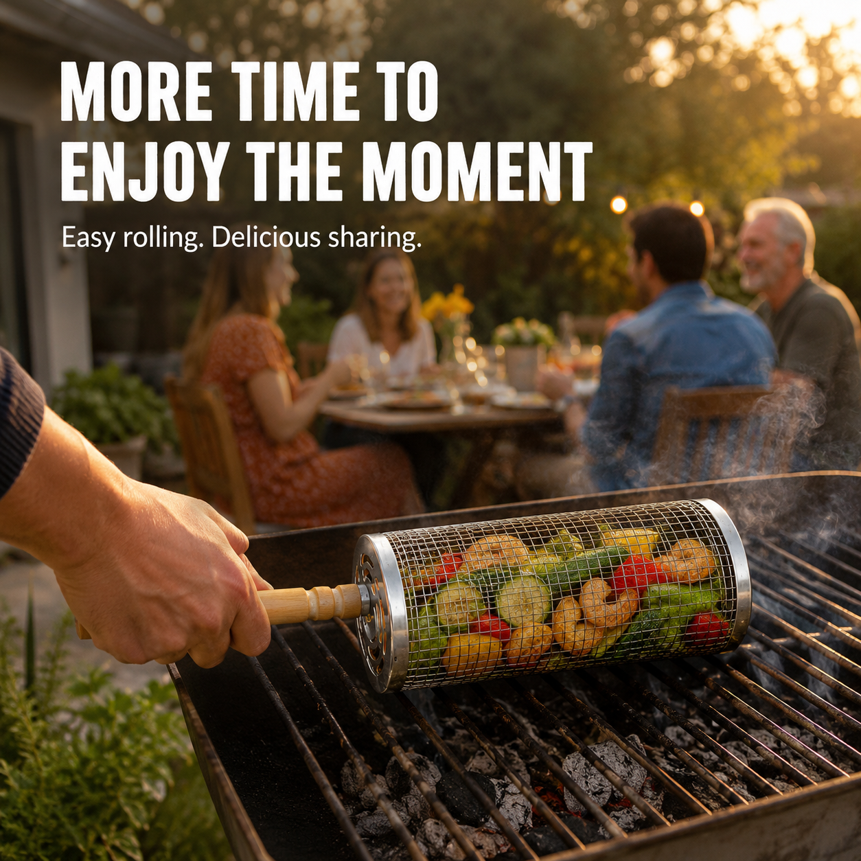🔥Last Day 49% Off⛵- Stainless Steel BBQ Rolling Cage -Buy 2 Free Shipping