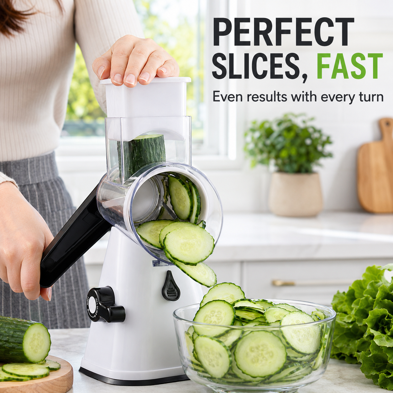 🥕 3-in-1 Manual Rotary Vegetable Slicer & Cheese Grater