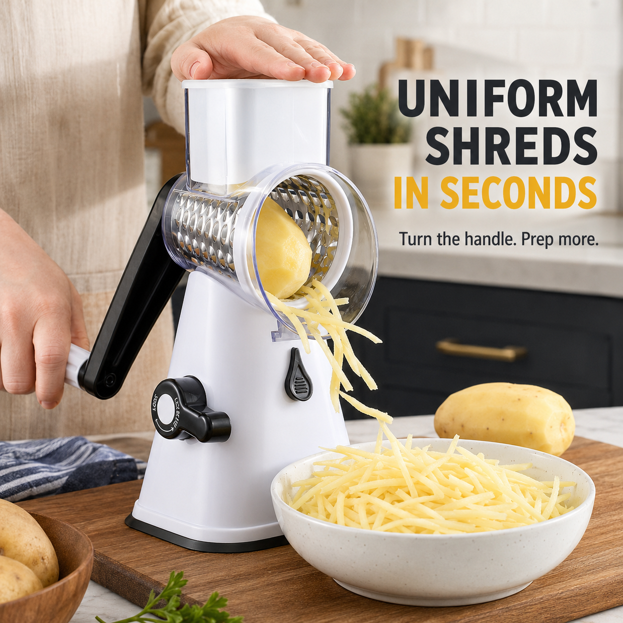 🥕 3-in-1 Manual Rotary Vegetable Slicer & Cheese Grater