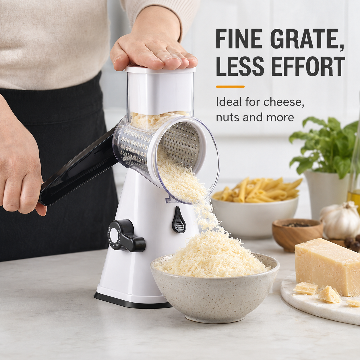 🥕 3-in-1 Manual Rotary Vegetable Slicer & Cheese Grater