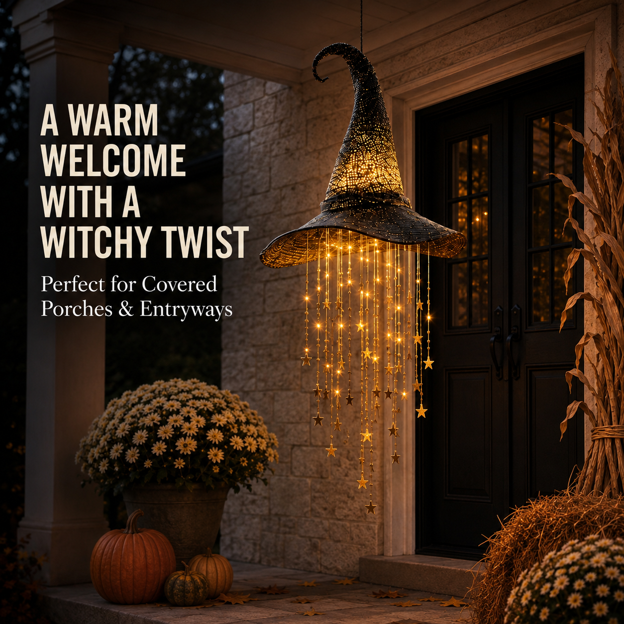 🧙 Enchanting Witch Hat Cascading Star Light