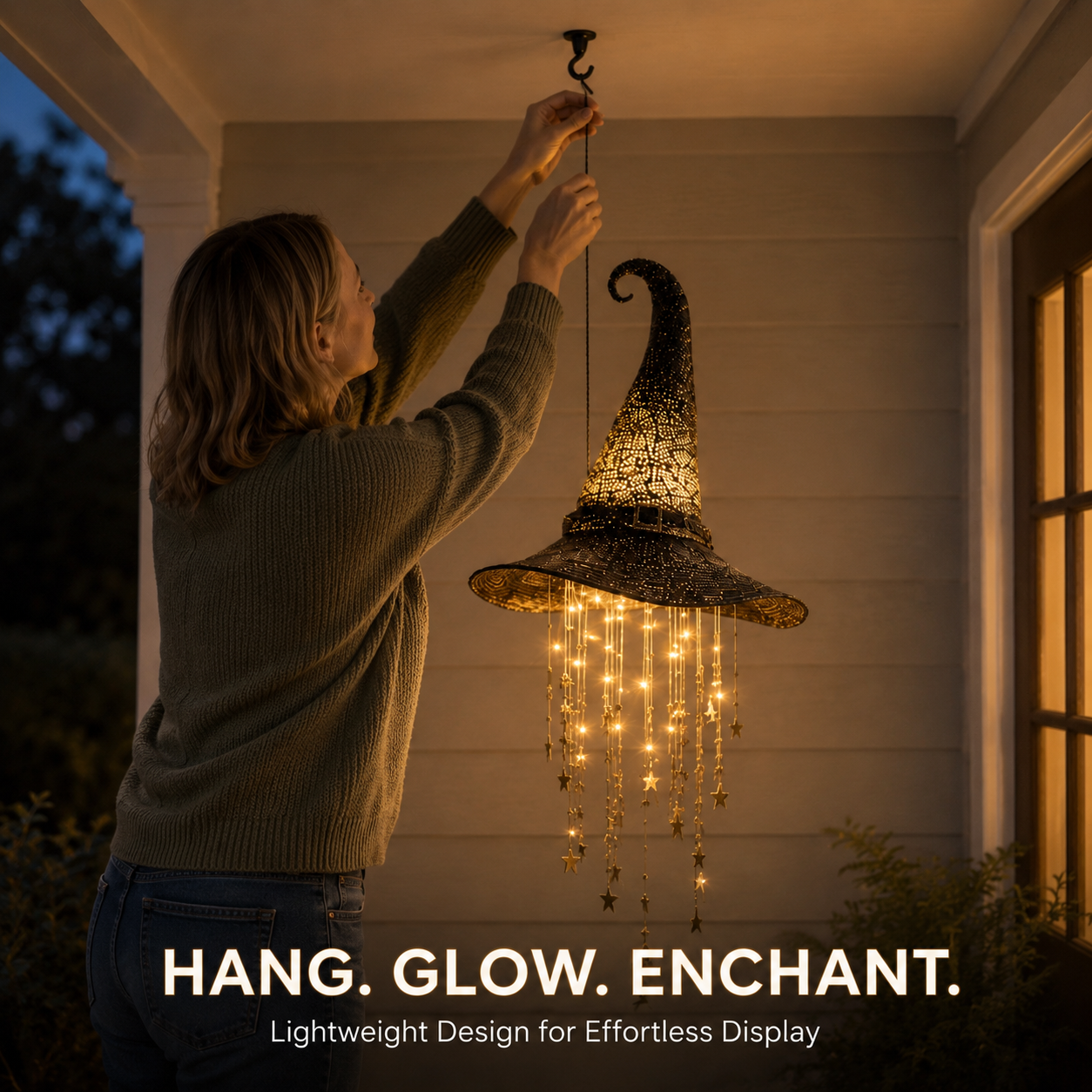 🧙 Enchanting Witch Hat Cascading Star Light