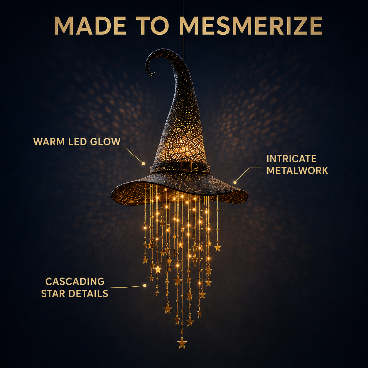 🧙 Enchanting Witch Hat Cascading Star Light