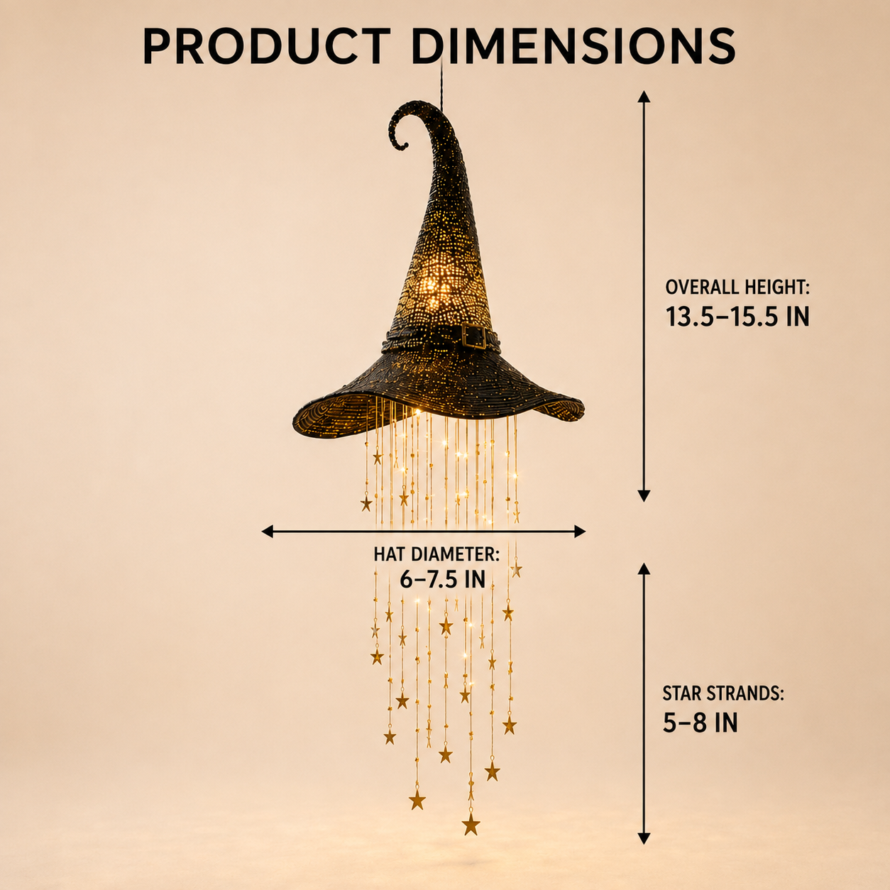 🧙 Enchanting Witch Hat Cascading Star Light