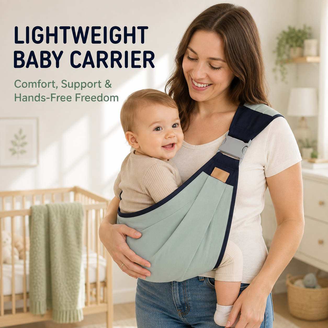 Lightweight Baby Sling Carrier – Breathable & Adjustable One-Shoulder Wrap 👶✨