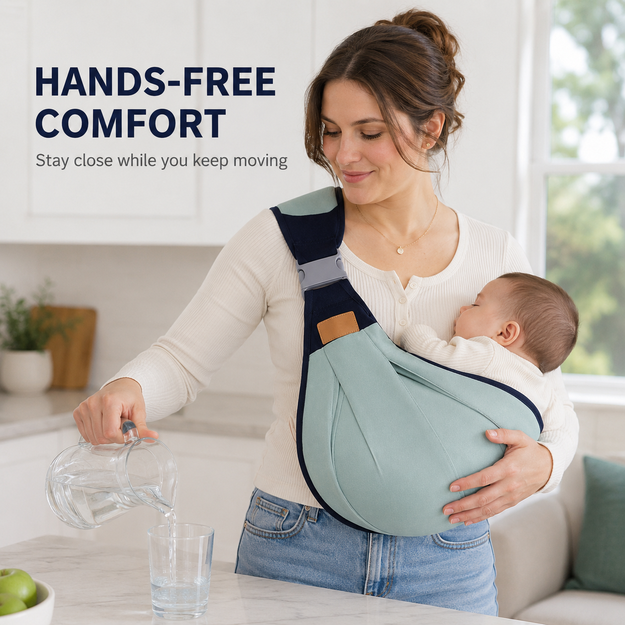 Lightweight Baby Sling Carrier – Breathable & Adjustable One-Shoulder Wrap 👶✨