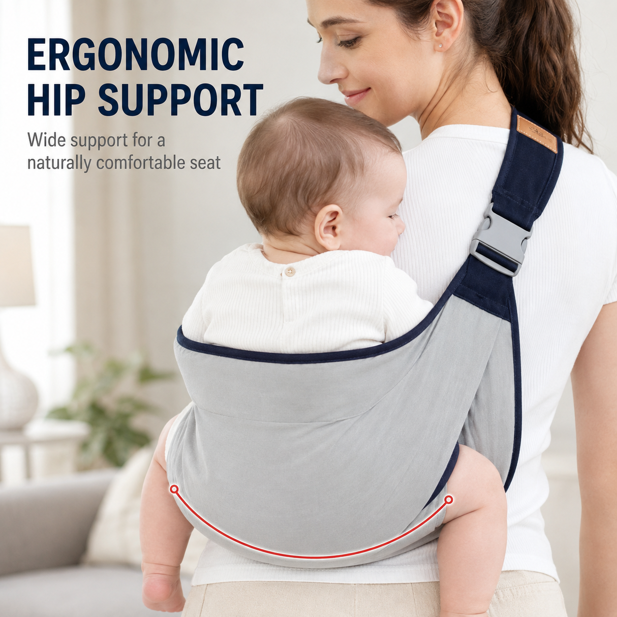 Lightweight Baby Sling Carrier – Breathable & Adjustable One-Shoulder Wrap 👶✨