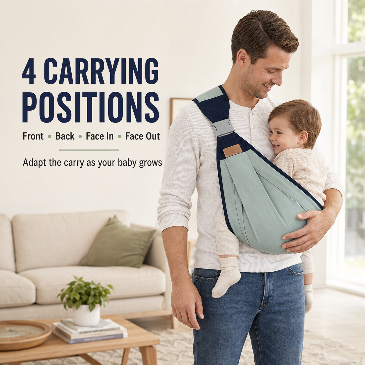 Lightweight Baby Sling Carrier – Breathable & Adjustable One-Shoulder Wrap 👶✨