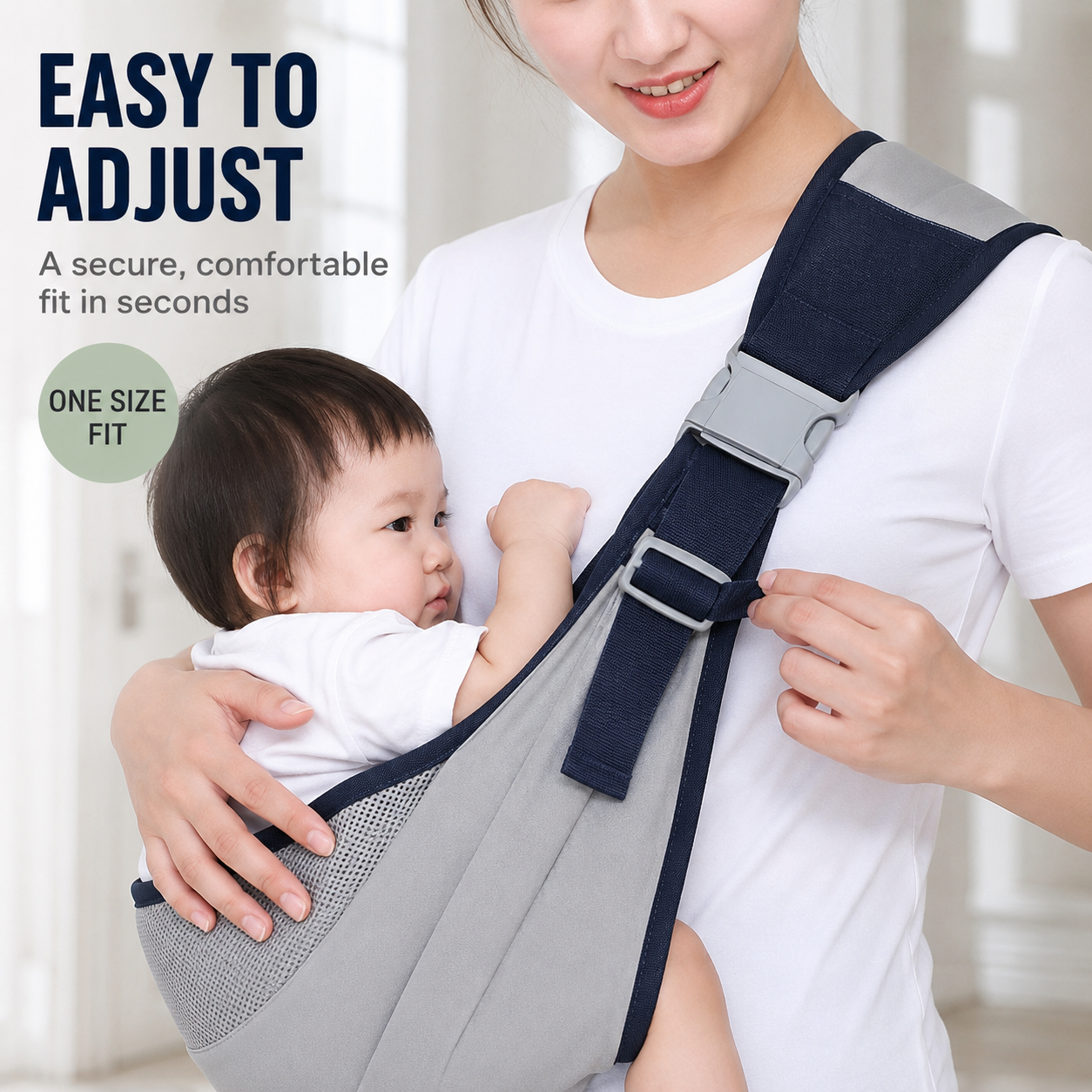 Lightweight Baby Sling Carrier – Breathable & Adjustable One-Shoulder Wrap 👶✨