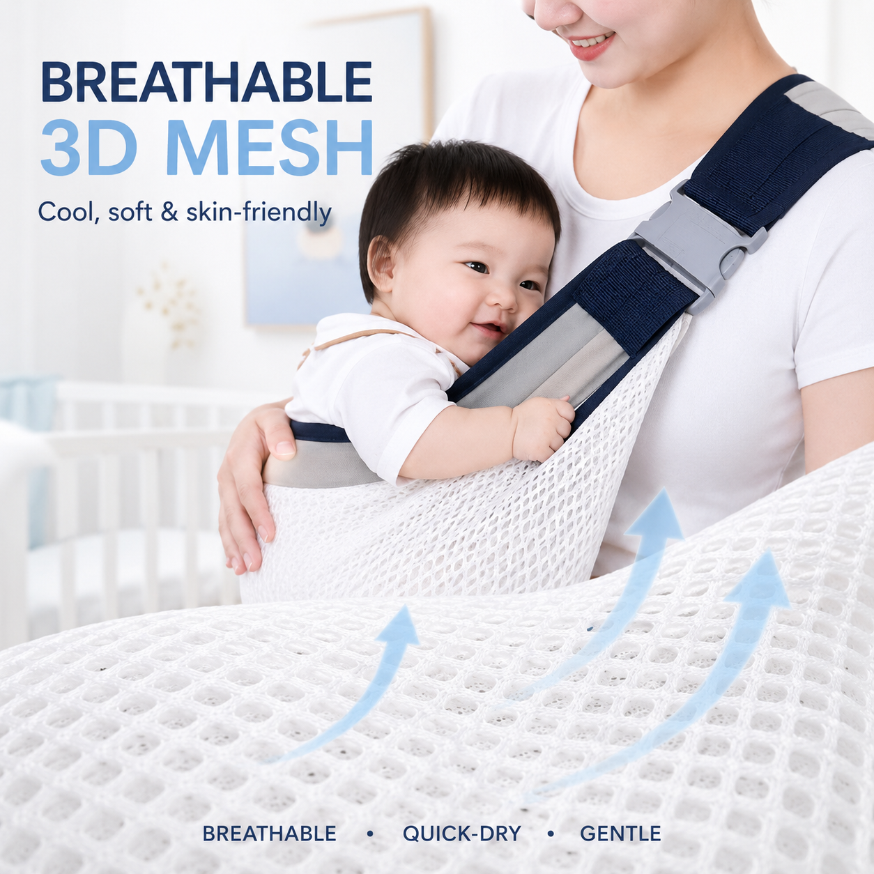 Lightweight Baby Sling Carrier – Breathable & Adjustable One-Shoulder Wrap 👶✨