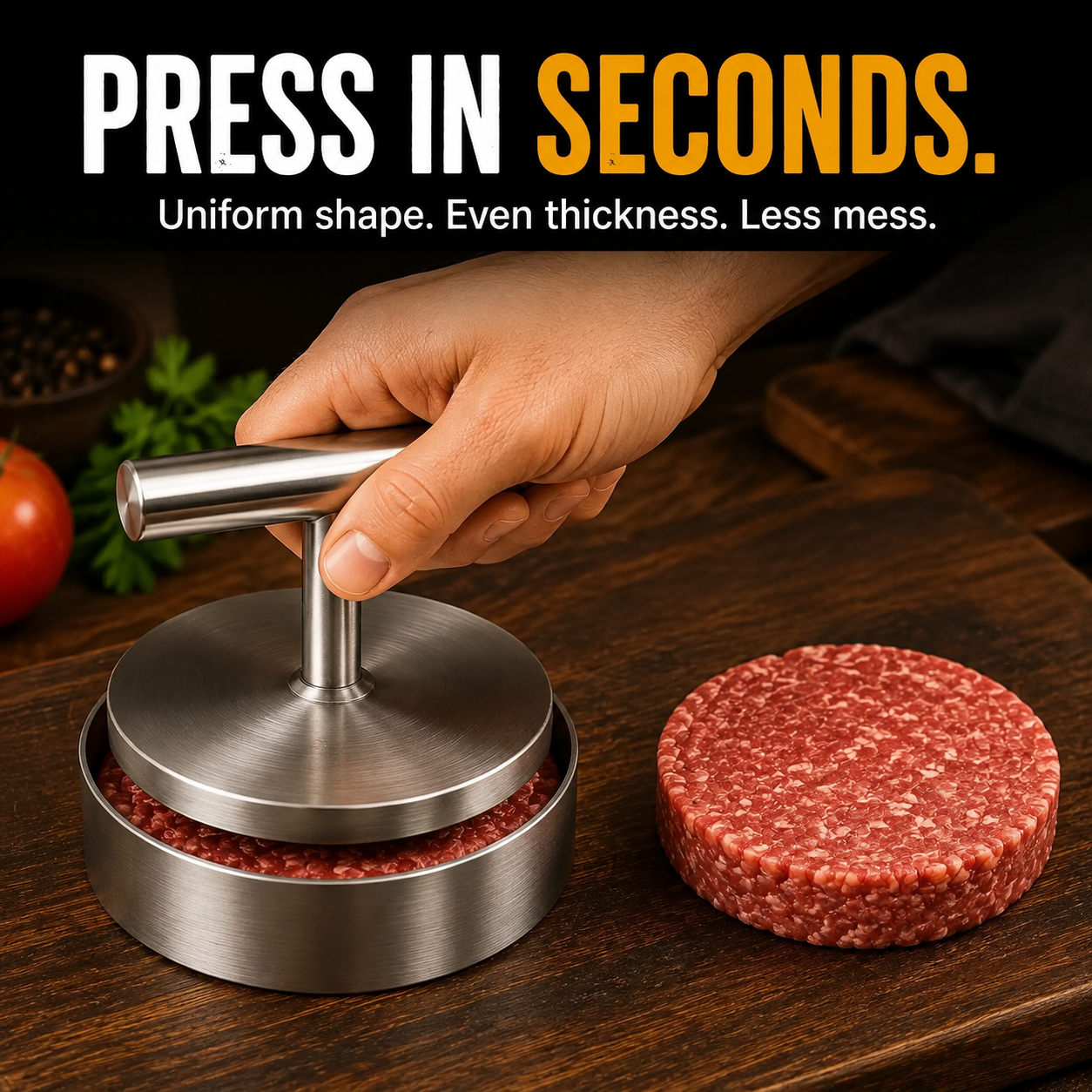 🍔 BBQ FAVORITE | Manual Burger Patty Press – Uniform Round Patties for Grilling, Meal Prep & Home Cooking