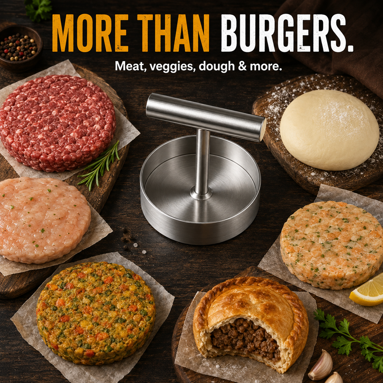 🍔 BBQ FAVORITE | Manual Burger Patty Press – Uniform Round Patties for Grilling, Meal Prep & Home Cooking