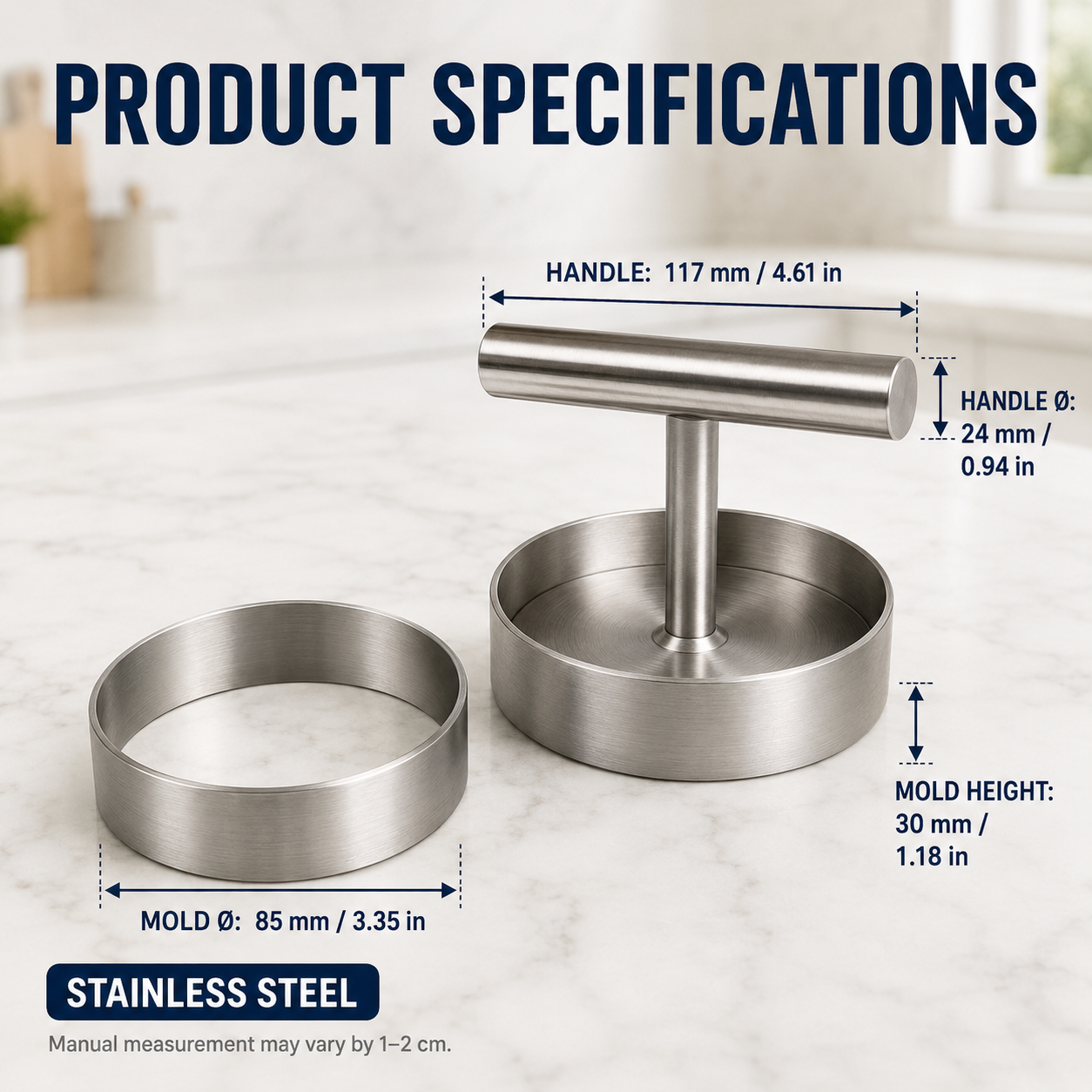 🍔 BBQ FAVORITE | Manual Burger Patty Press – Uniform Round Patties for Grilling, Meal Prep & Home Cooking
