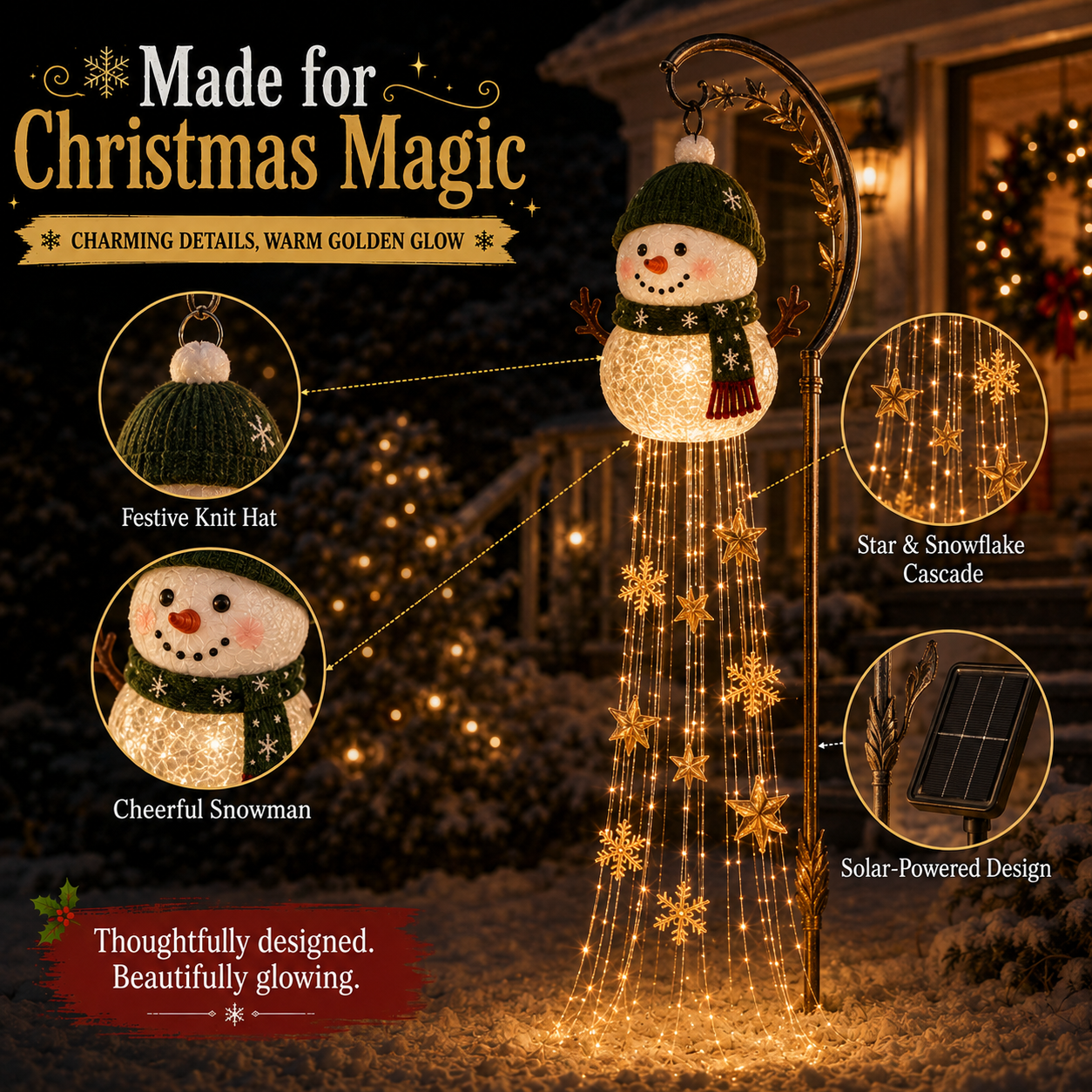 🎄49% OFF🎄 Snowman Magic Fountain-Flowing Snowflake LED Christmas Garden Light❄️