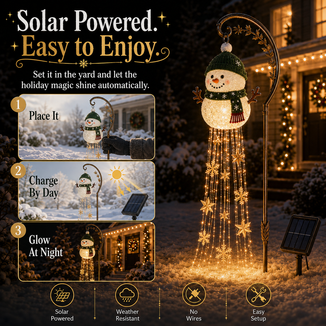 🎄49% OFF🎄 Snowman Magic Fountain-Flowing Snowflake LED Christmas Garden Light❄️