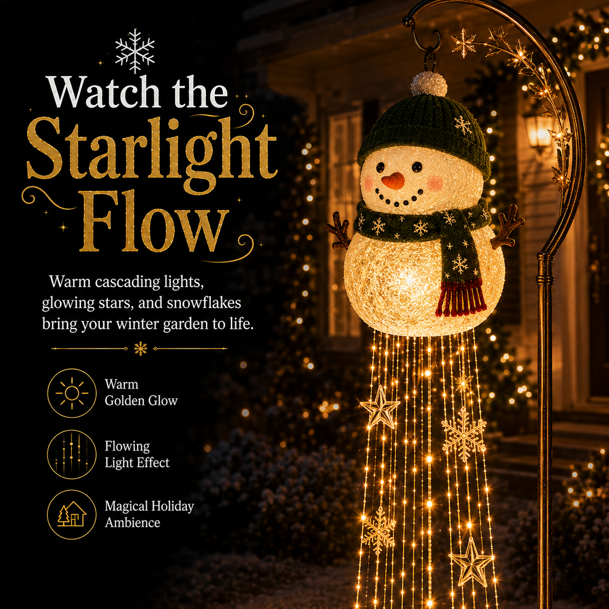 🎄49% OFF🎄 Snowman Magic Fountain-Flowing Snowflake LED Christmas Garden Light❄️