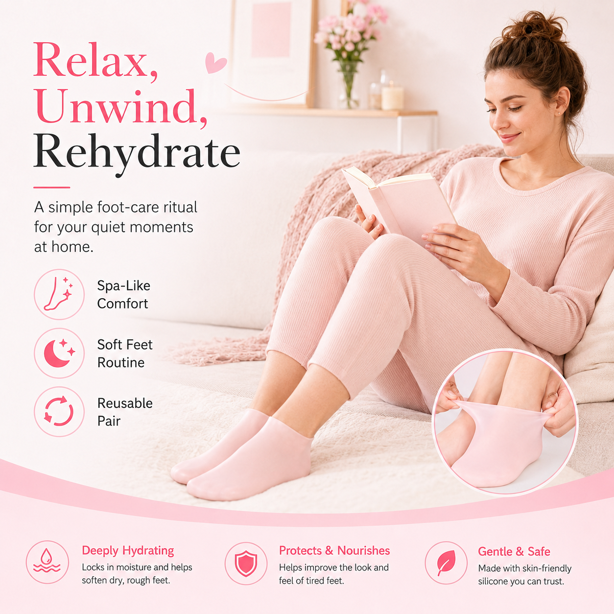 🔥Moisturizing Foot Mask Exfoliating Silicone Socks Beach Protective Socks