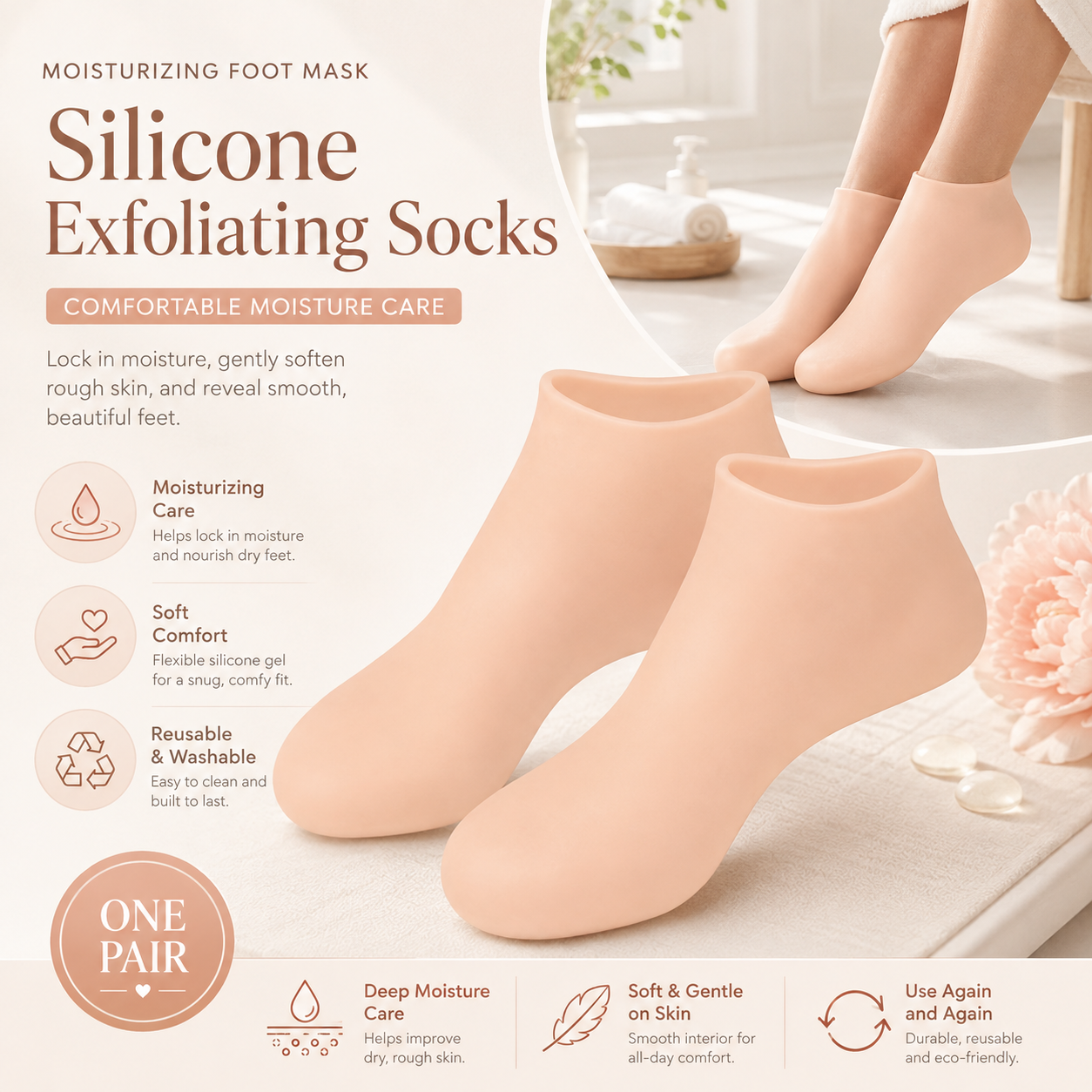 🔥Moisturizing Foot Mask Exfoliating Silicone Socks Beach Protective Socks