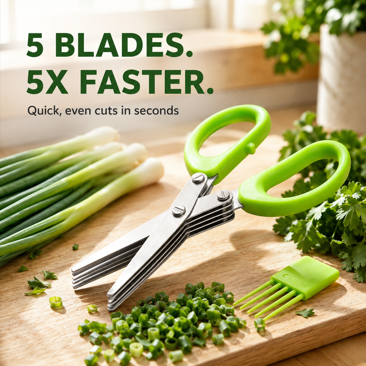 Stainless Steel 5 Blades Scallion Cutter Scissors✂️