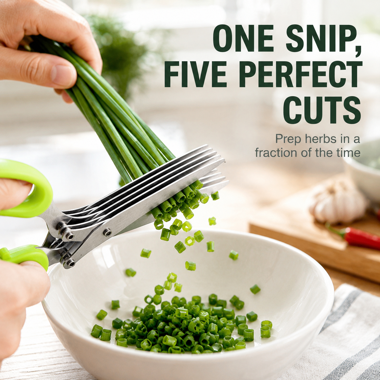 Stainless Steel 5 Blades Scallion Cutter Scissors✂️