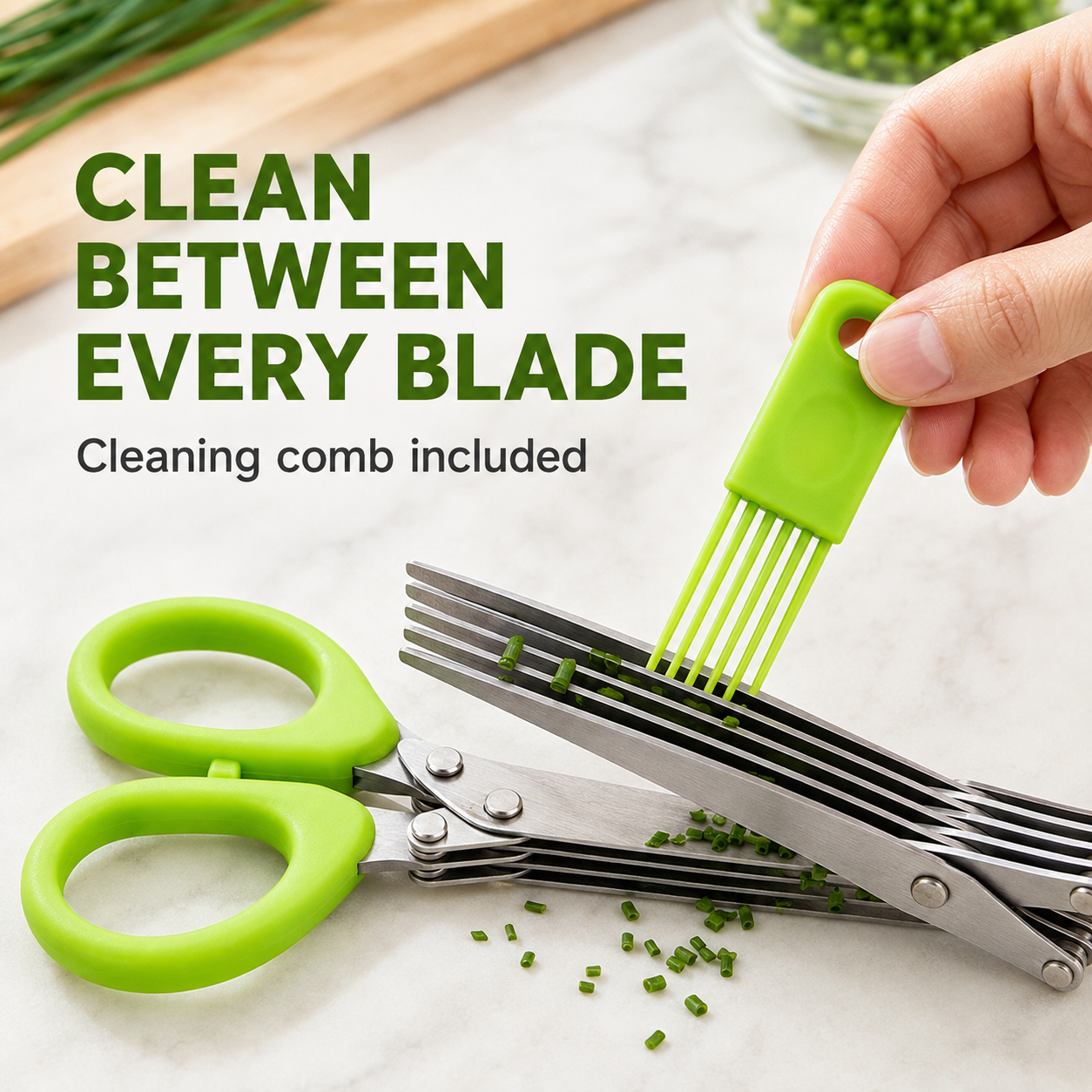 Stainless Steel 5 Blades Scallion Cutter Scissors✂️