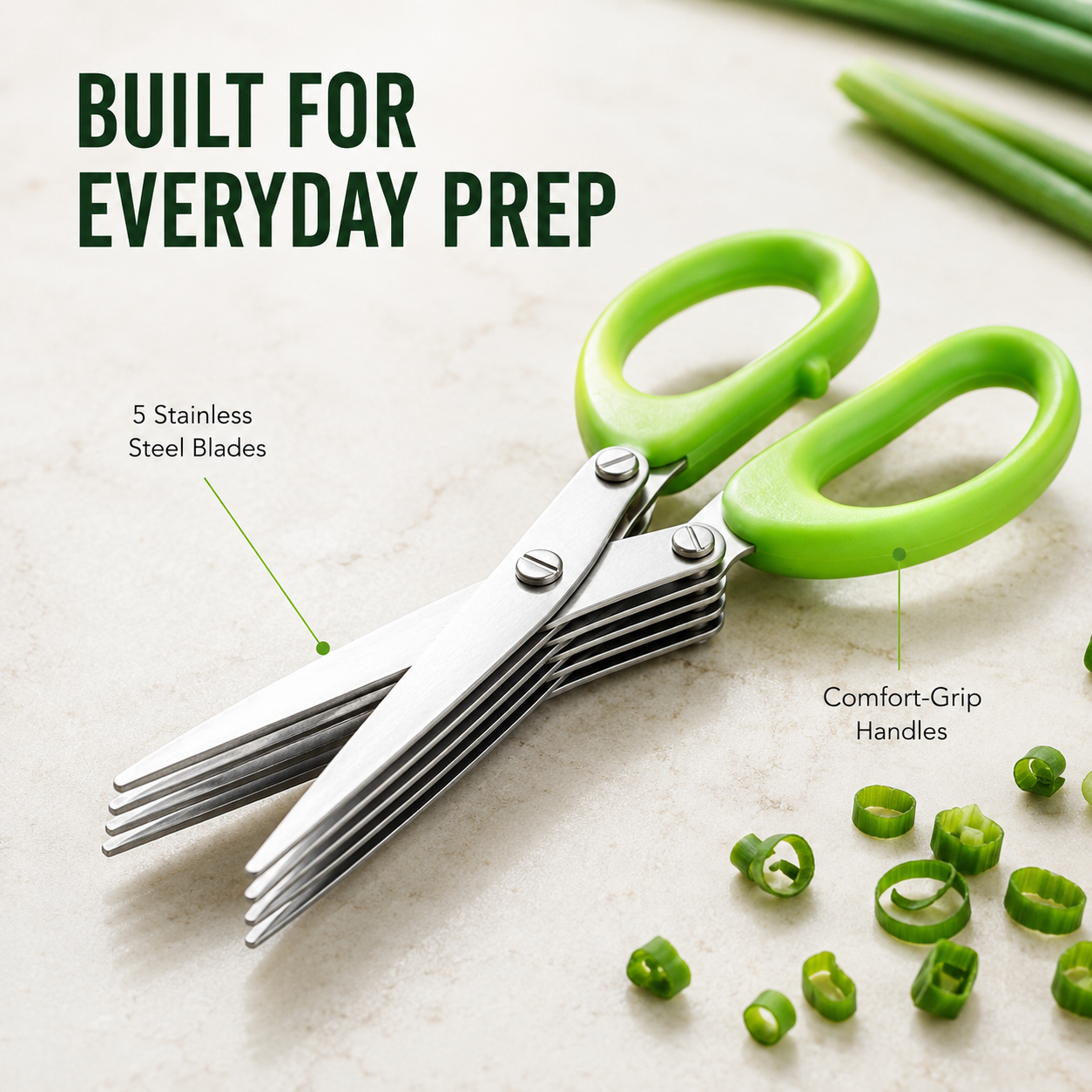 Stainless Steel 5 Blades Scallion Cutter Scissors✂️